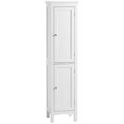 Tall Slim Bathroom Storage Cabinet With Adjustable Shelves And Double Doors, White