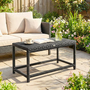 Outdoor Rattan Side Table with Spacious Top for Drinks and Snacks Black Outsunny