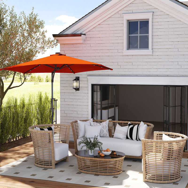 Orange 3m Cantilever Garden Parasol with Solar LED Lights for Patio and Decking by Outsunny