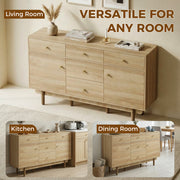 Sideboard with Drawers and Cabinets for Flexible Dining Room Storage Walnut AOSOM