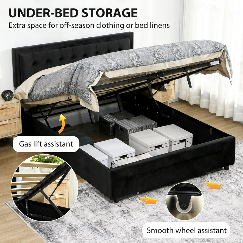 King Size Ottoman Storage Bed with Gas Lift and Front Drawer for Clutter-Free Bedrooms