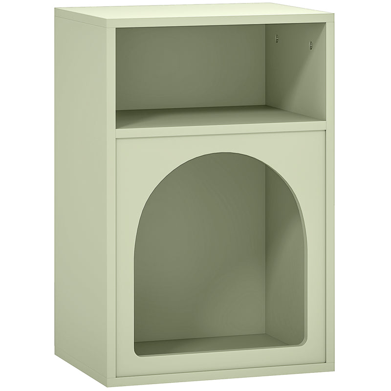 Bedside Table with 2 Open Shelves for Bedroom Storage and Display, Light Green