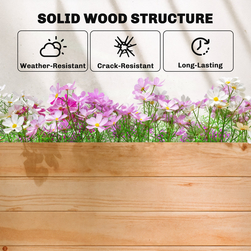 Large Wooden Garden Planter With Trellis Ideal for Climbing Plants Fir Wood Brown Outsunny