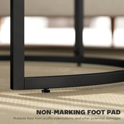 Set of 2 Round Nesting Coffee Tables with Faux Marble Top Steel Frame for Living Room Black