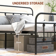 Double Metal Bed Frame with Strong Support for Modern Bedrooms Black