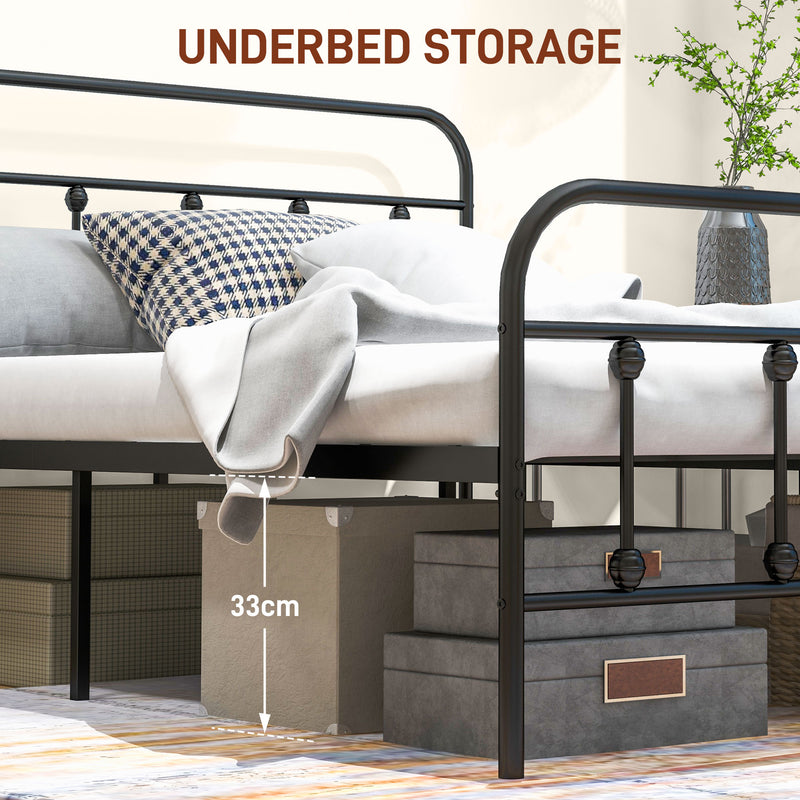 Double Metal Bed Frame with Strong Support for Modern Bedrooms Black