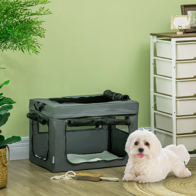 60cm Pet Carrier With Soft Cushion For Small Dogs Ideal For Travel Or Vet Visits, Grey