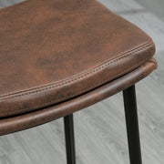 Set of 2 Industrial Bar Stools with Curved Seat and Steel Frame for Kitchen Brown