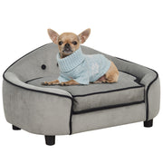 Small Dog Sofa Bed with Washable Cushion and Wooden Frame for Pets Up to S Size Grey