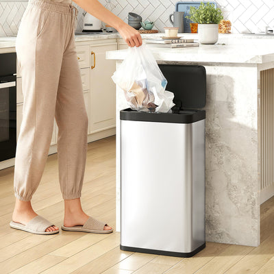 45L Motion Sensor Kitchen Bin with Soft Close Lid for Home or Office Use Silver AOSOM