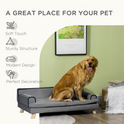 Dog Sofa with Wooden Legs and Water Resistant Cover for Medium and Large Dogs Grey
