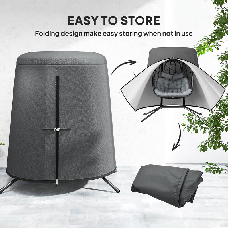 Grey Hanging Egg Chair Protective Cover 196 x 230 cm Weatherproof by Outsunny