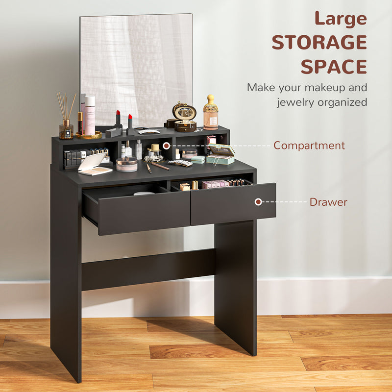 Dressing Table with Mirror and Drawers for Bedroom Storage and Organisation Black