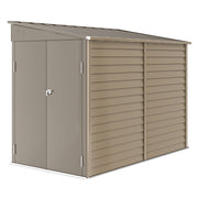 5 x 9ft Metal Garden Shed With Foundation Kit and Lockable Doors For Outdoor Storage Brown