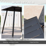 Black Square Garden Table for 4 with Slat Top and Steel Frame 80cm by Outsunny