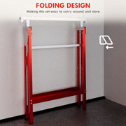 Adjustable Steel Saw Horse Set of 2 for DIY and Woodworking with Foldable Design Red AOSOM