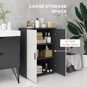 5 Piece Bathroom Furniture Set With Mirror and Storage Cabinets For Home, Grey AOSOM