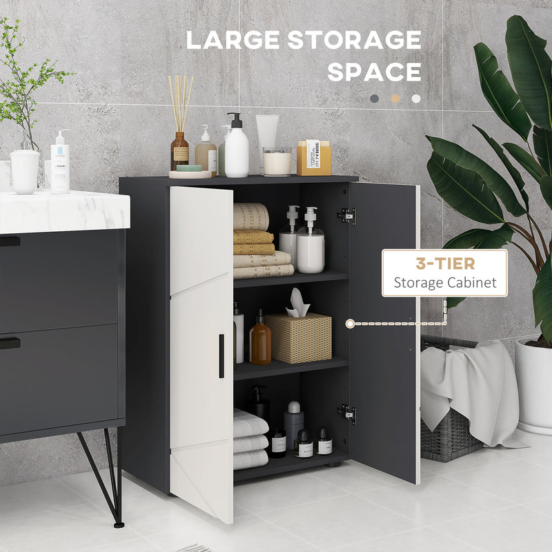 5 Piece Bathroom Furniture Set With Mirror and Storage Cabinets For Home, Grey AOSOM
