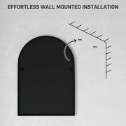 Black Arched Wall Mirror 50 x 70cm for Home or Bathroom by HOMCOM