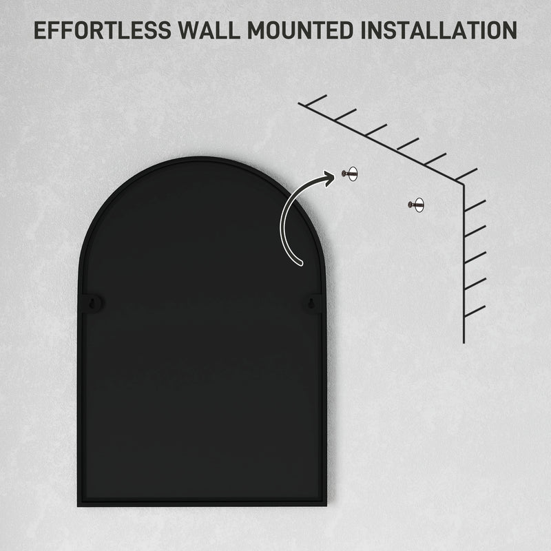 Black Arched Wall Mirror 50 x 70cm for Home or Bathroom by HOMCOM