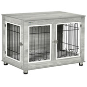 Indoor Dog Crate with Cushioned Bed and Storage Top for Medium and Large Dogs Grey