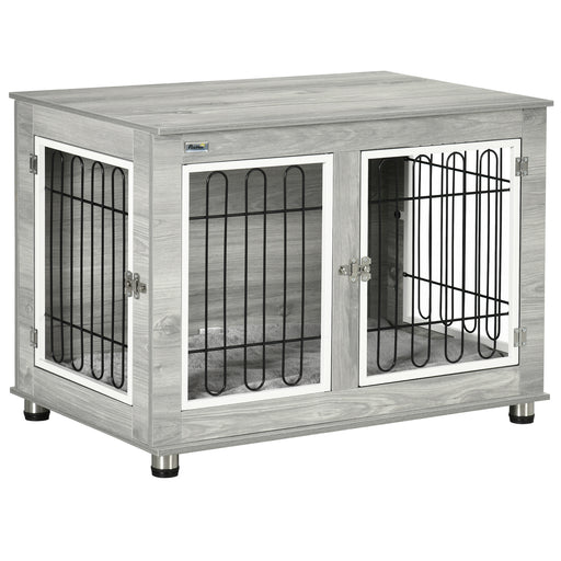 Indoor Dog Crate with Cushioned Bed and Storage Top for Medium and Large Dogs Grey
