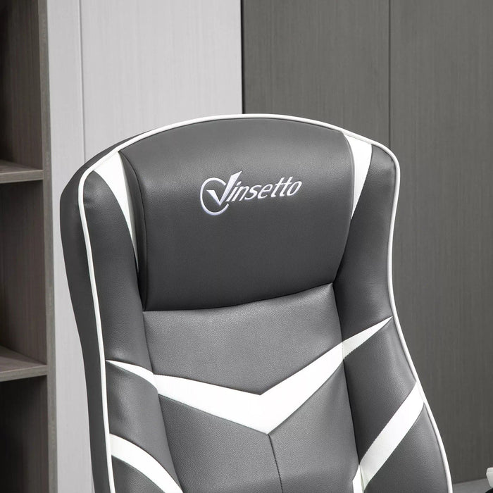 Image of a Grey Gaming Chair With Swivel Base, Adjustable Arms, Rocking Backrest, and Adjustable Height. It provides superior comfort for the ultimate gaming experience.