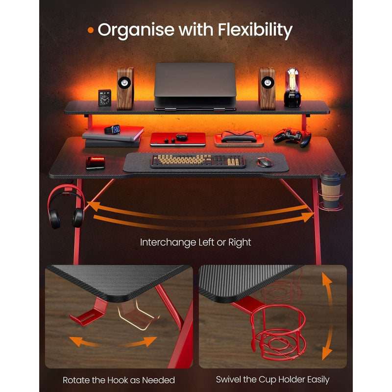 Image of a Gaming Desk with LED Lighting and Monitor Stand