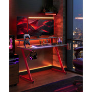 Image of a Gaming Desk with LED Lighting and Monitor Stand