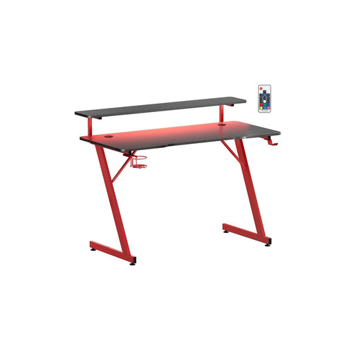 Image of a Gaming Desk with LED Lighting and Monitor Stand