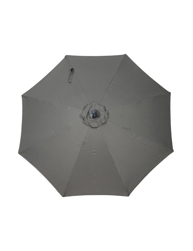 2.7m LED Strip Garden Parasol in Grey with Crank and Tilt