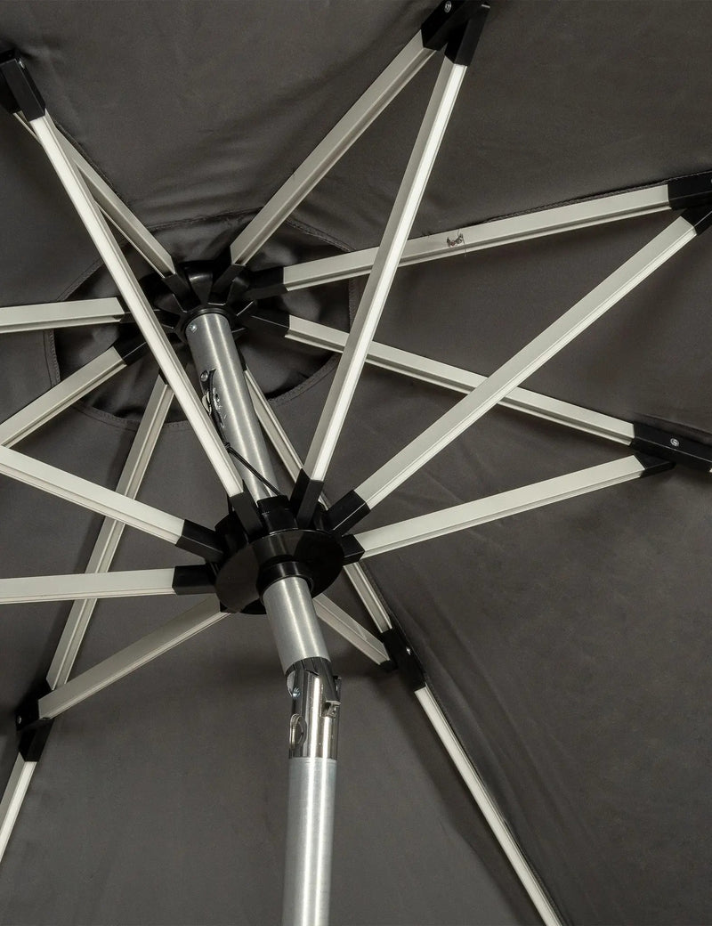 2.7m LED Strip Garden Parasol in Grey with Crank and Tilt