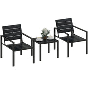 Garden Bistro Set for 2 with Weather-Resistant Chairs and Table for Patio or Balcony Outsunny