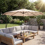 Garden Cantilever Parasol with Large Shade and Wind Ropes for Patio Comfort, Khaki