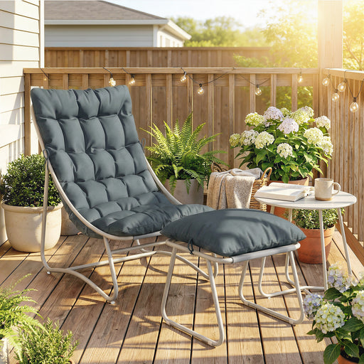Garden Chair Set with Footstool and Side Table for Relaxing Outdoors Beige