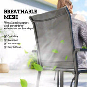 Garden Dining Set for 4 with Stackable Mesh Chairs and Square Table With Umbrella Hole Outsunny