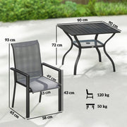 Garden Dining Set for 4 with Stackable Mesh Chairs and Square Table With Umbrella Hole Outsunny