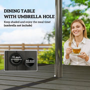 Garden Dining Set for 4 with Stackable Mesh Chairs and Square Table With Umbrella Hole Outsunny
