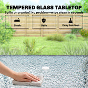 Garden Dining Set for 6 with Foldable Chairs, Glass Table and Umbrella for Easy Outdoor Meals Outsunny