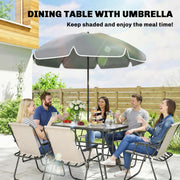 Garden Dining Set for 6 with Foldable Chairs, Glass Table and Umbrella for Easy Outdoor Meals Outsunny