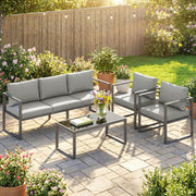 Garden Furniture Set with Cushions and Rust Resistant Frame for Relaxing Outdoors, Dark Grey
