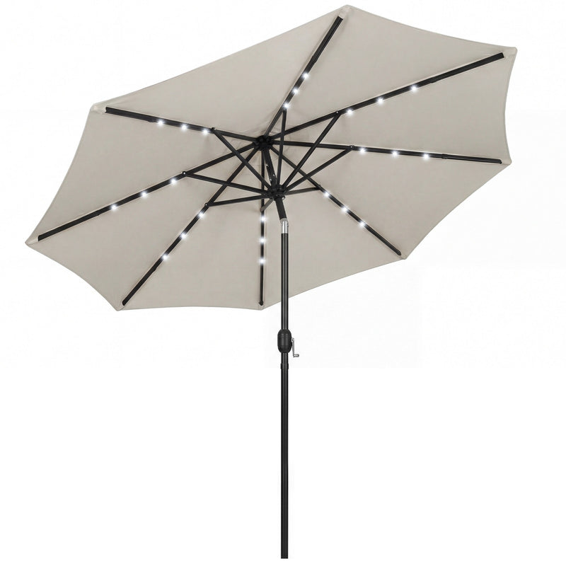 Garden Parasol with Lights and UPF30+ Adjustable Shade for Day and Night Use