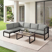 Garden Sofa Set with Removable Cushions and Coffee Table for Flexible Outdoor Seating Black