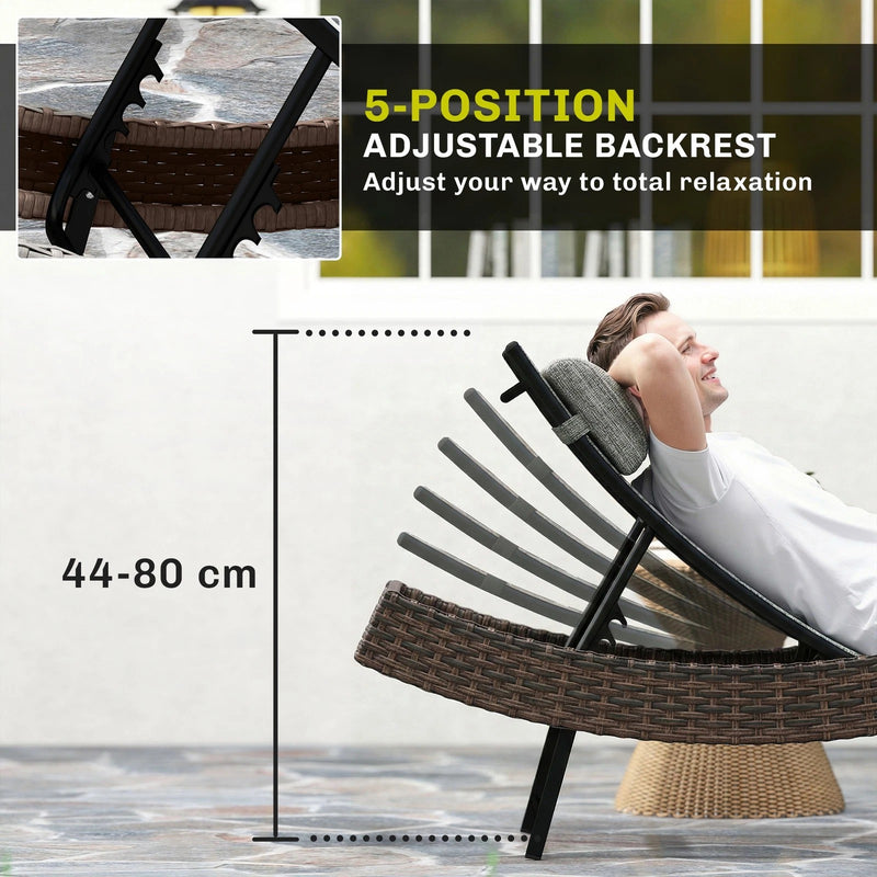 Garden Sun Lounger with Adjustable Backrest and Breathable Mesh Seat for Cool Comfort