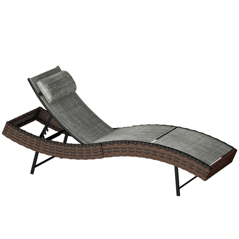 Garden Sun Lounger with Adjustable Backrest and Breathable Mesh Seat for Cool Comfort