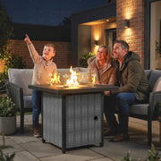 Gas Fire Pit Table with Adjustable Heat and Hidden Gas Storage for Garden Evenings, 40,000BTU, Black