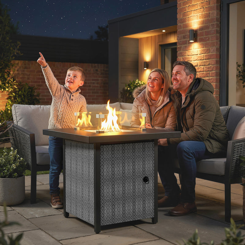 Gas Fire Pit Table with Adjustable Heat and Hidden Gas Storage for Garden Evenings, 40,000BTU, Black