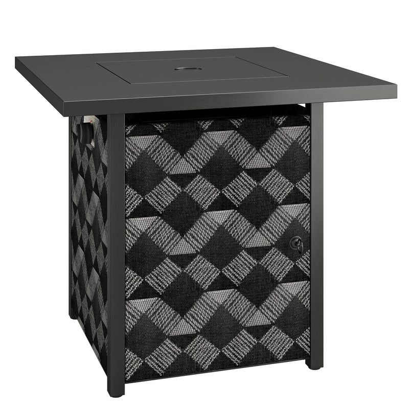 Gas Fire Pit Table with Glass Wind Guard for Warm Garden Gatherings and Coffee Table Use 40,000BTU Black