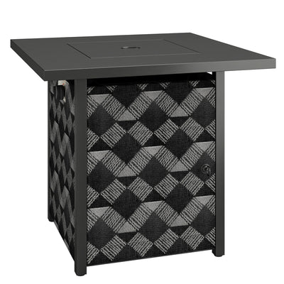 Gas Fire Pit Table with Glass Wind Guard for Warm Garden Gatherings and Coffee Table Use 40,000BTU Black