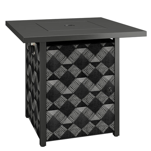 Gas Fire Pit Table with Glass Wind Guard for Warm Garden Gatherings and Coffee Table Use 40,000BTU Black